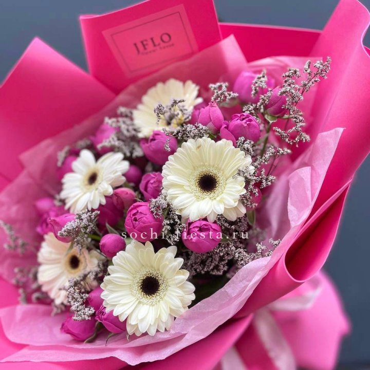 Букет гербер и мисти бабблс  в Махачкале