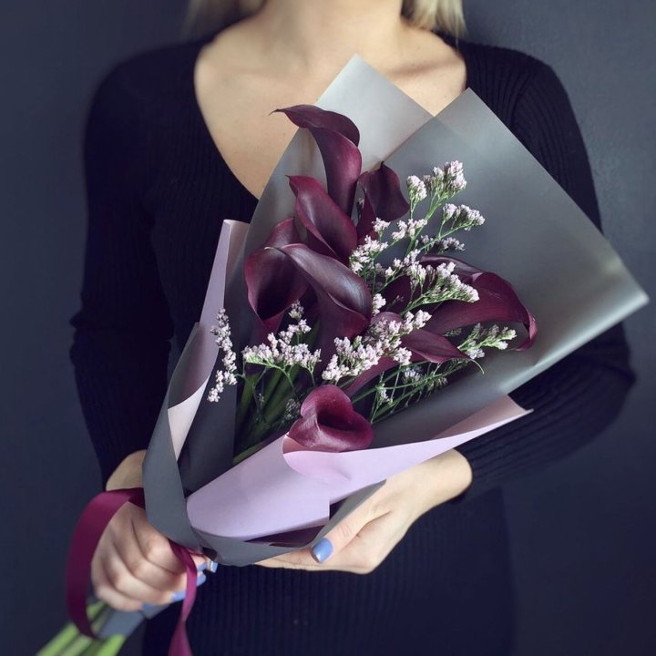 Букет фиолетовых калл в Махачкале