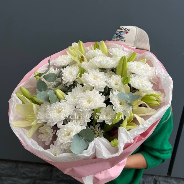  Букет  хризантемы и лилии в Махачкале