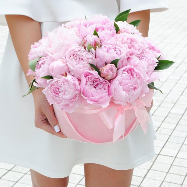 Пионы в шляпной коробке в Махачкале