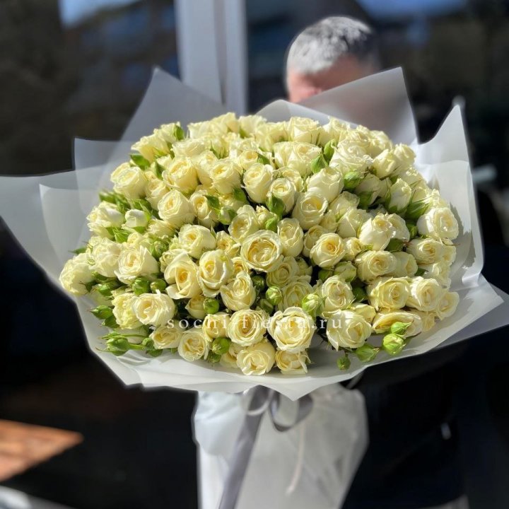 Белые кустовые розы 31 шт в Махачкале