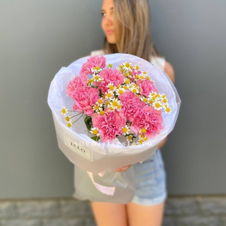 Дуобукет диантусов и ромашек в Махачкале