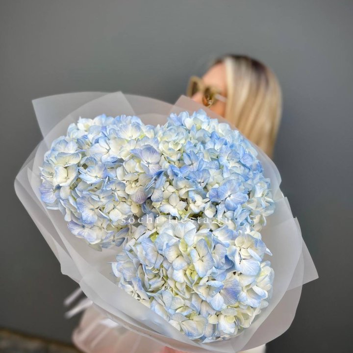 Букет из 3 голубых гортензий  в Махачкале