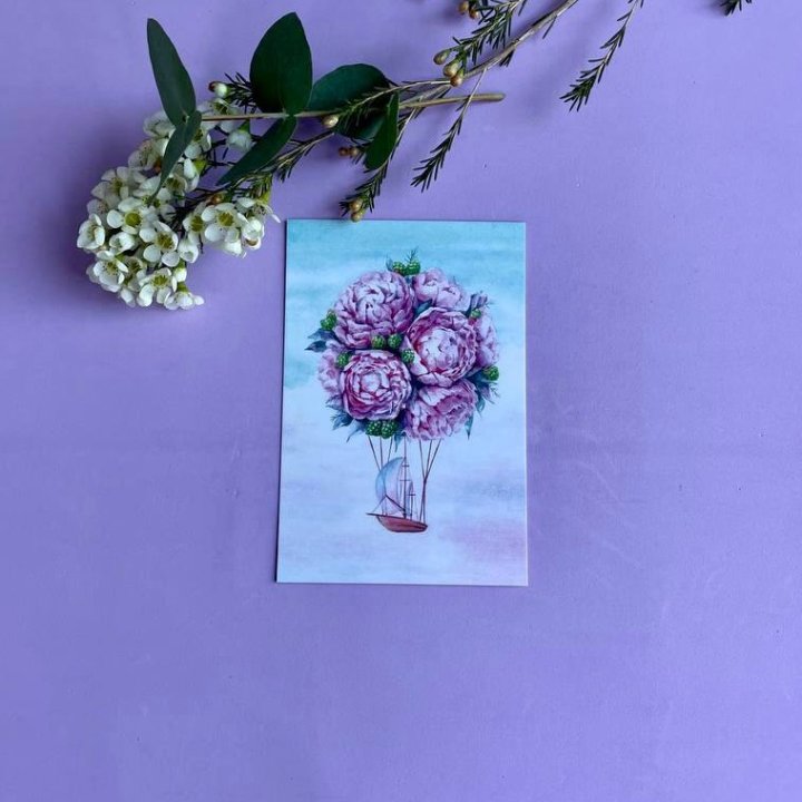 Открытка к букету "Пион" в Махачкале