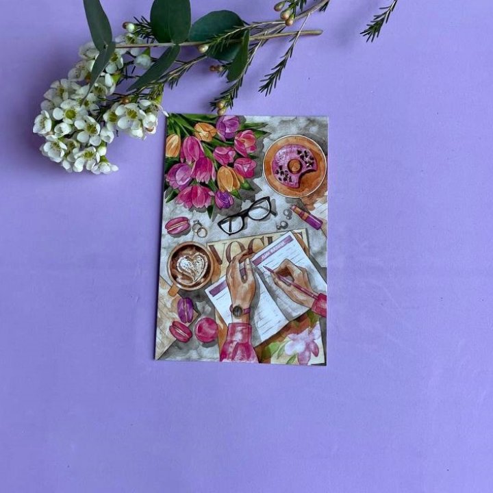 Открытка к букету "Леди на работе" в Махачкале