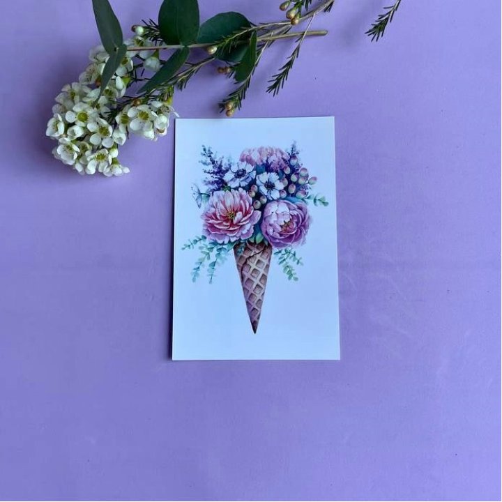 Открытка к букету "Цветочно-кремовый" в Махачкале