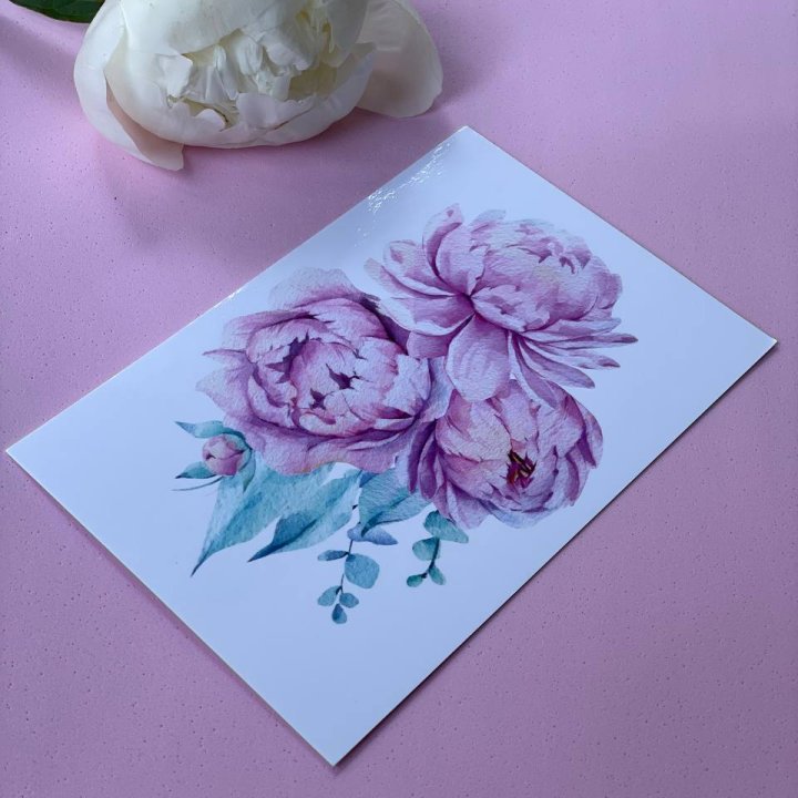 Открытка к букету "Пионы" в Махачкале