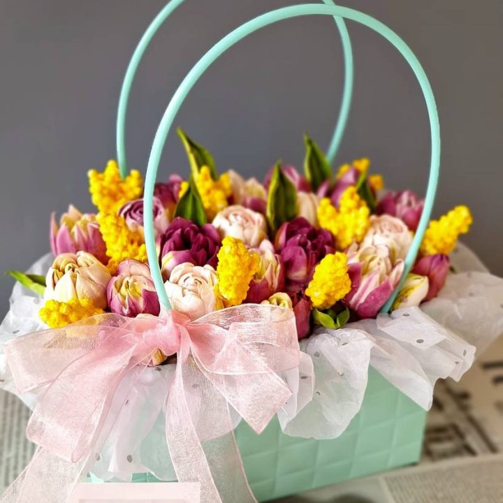 Тюльпаны в сумочке из зефира в Махачкале