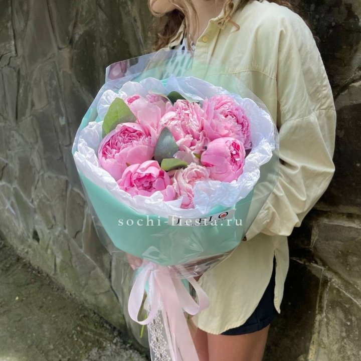 7 зефирных пионов в фоамиране в Махачкале