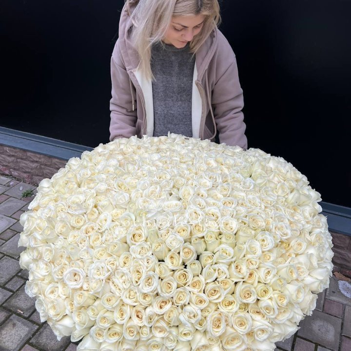 501 белая роза в корзине в Махачкале